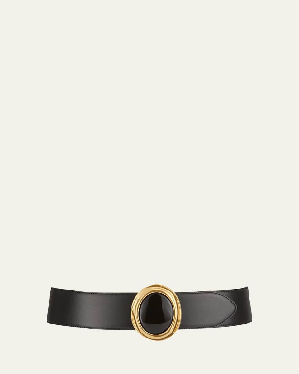 Cabachon Buckle Leather Belt